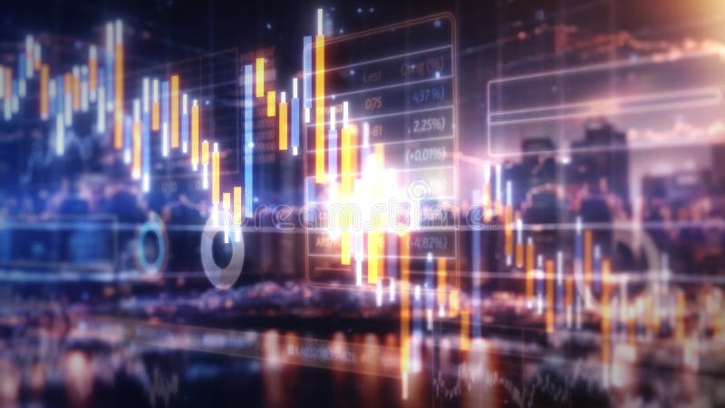 The digital space is filled with an abstract flow of stock exchange data. stock illustration