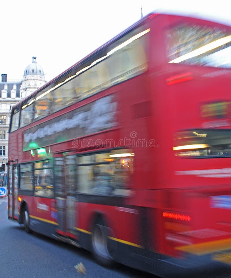A moving London bus. royalty free stock photography A moving London bus. royalty free stock photography