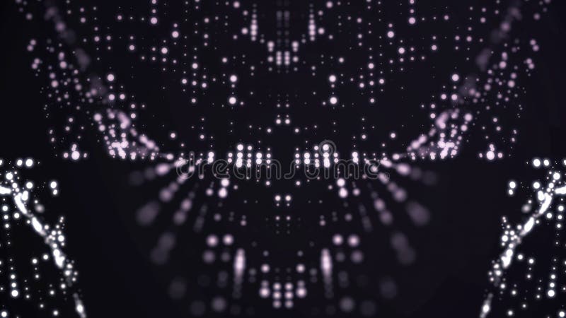 Moving Particle animation background. Flowing light dots on purple background. Concept of space royalty free stock image