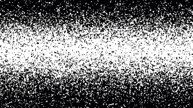 Moving pixel code. Scattered mosaic. Monochrome chaos. Vector halftones stock illustration