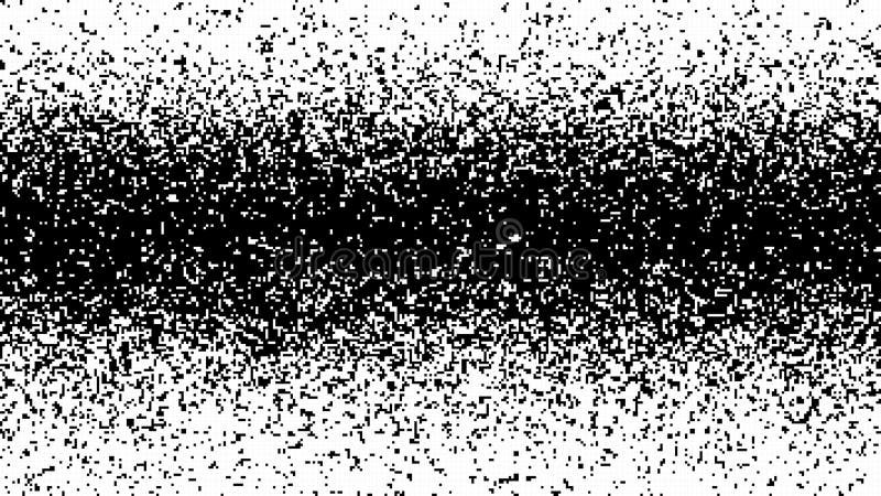 Moving pixel code. Scattered mosaic. Monochrome chaos. Vector halftones stock illustration