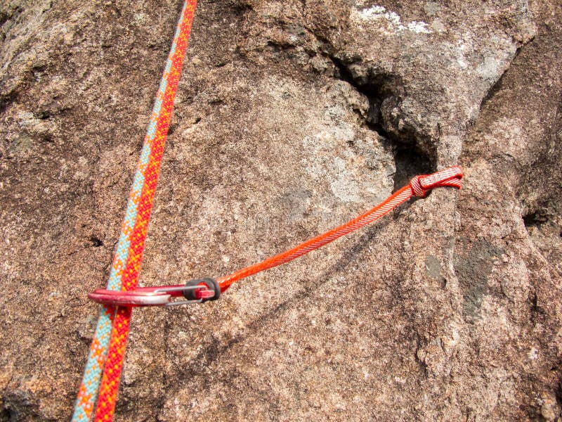 Rock Climbing Bolts Protection in a Steep Rock Wall in Brazil Stock