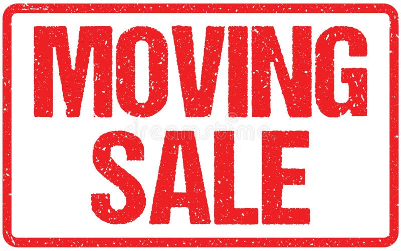 Moving Sale Typography Isolated on White Rubber Stamp Imitation