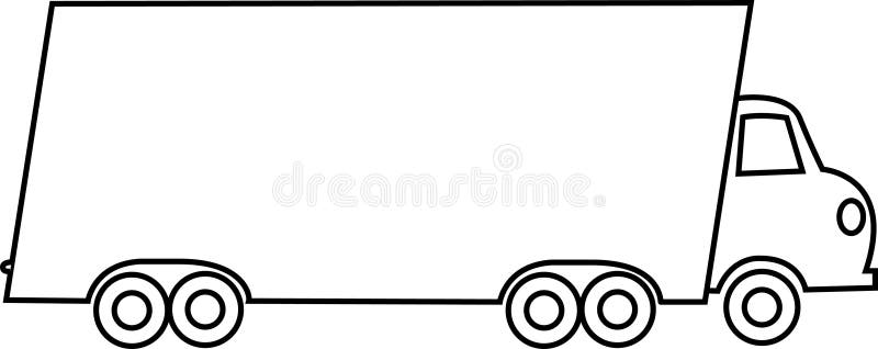 Vector illustration line drawing of a moving truck
