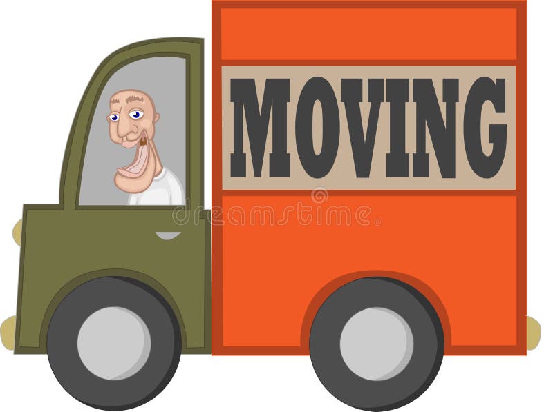 Moving Truck with Cartoon Driver Stock Vector - Illustration of deliver,  space: 12978225