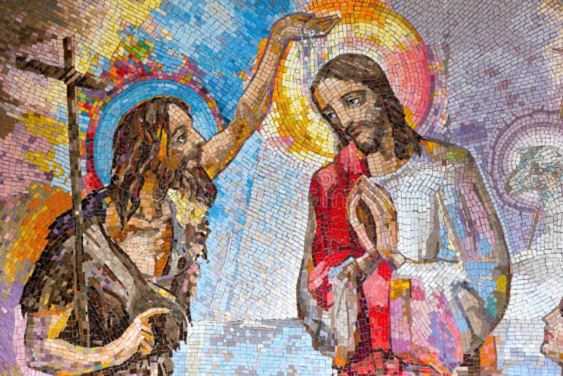 Mozaika ochrzczenie jezus chrystus świętym John baptysta jako pierwszy Świecąca tajemnica obrazy royalty free Mozaika ochrzczenie jezus chrystus świętym John baptysta jako pierwszy Świecąca tajemnica obrazy royalty free