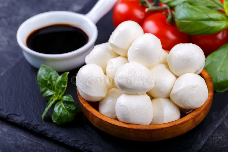 Mozzarella Cheese, Basil and Tomato Stock Image Image of
