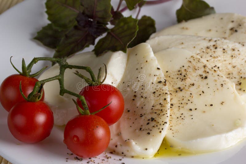 Mozzarella Tomato Basil And Oil Stock Image Image of eating, culture