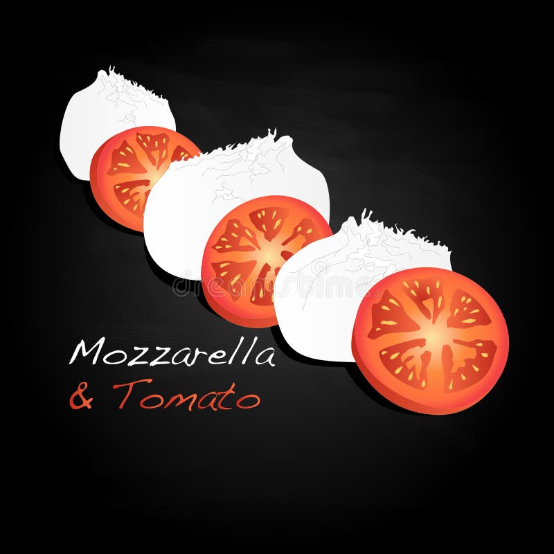 Mozzarella and tomato sliced illustration. stock illustration Mozzarella and tomato sliced illustration. stock illustration