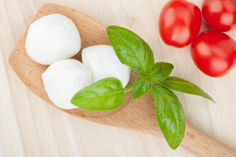 Mozzarella Tomatoes Salad Ingredients with Basil,oil and Balsamic