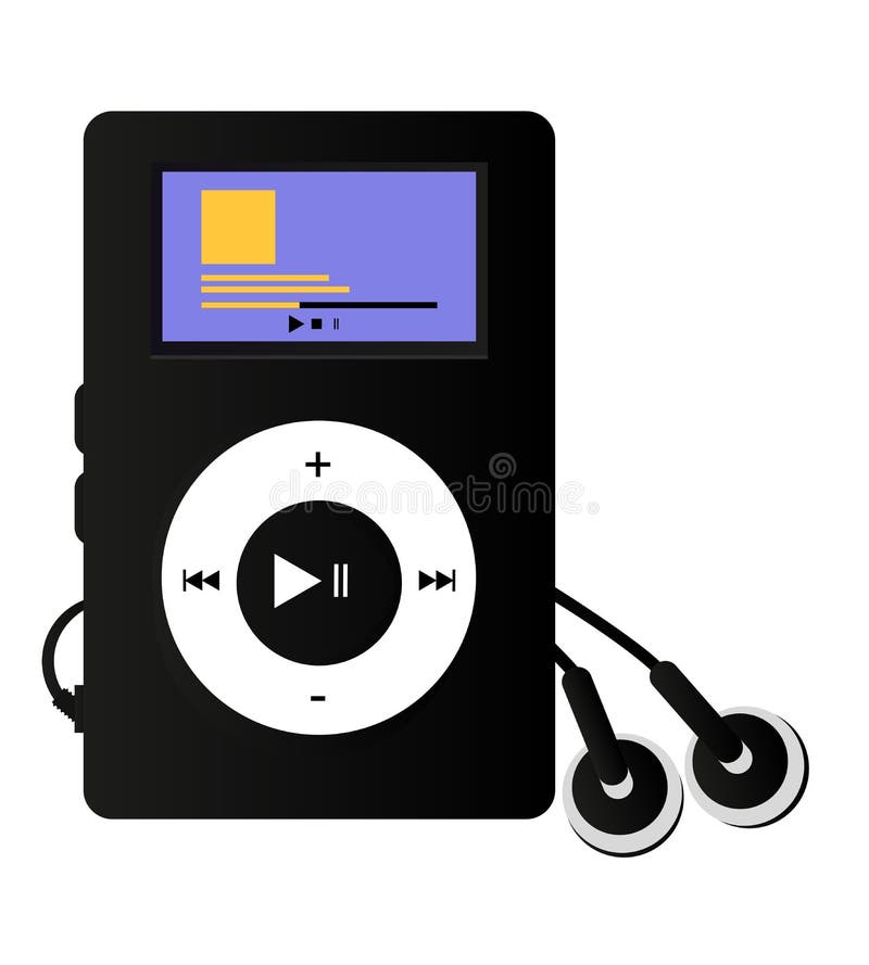 Mp3 Player with Display and Headphones Stock Vector Illustration of