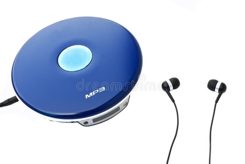 Mp3 cd music player and headphones isolated. Mp3 cd music player and headphones isolated