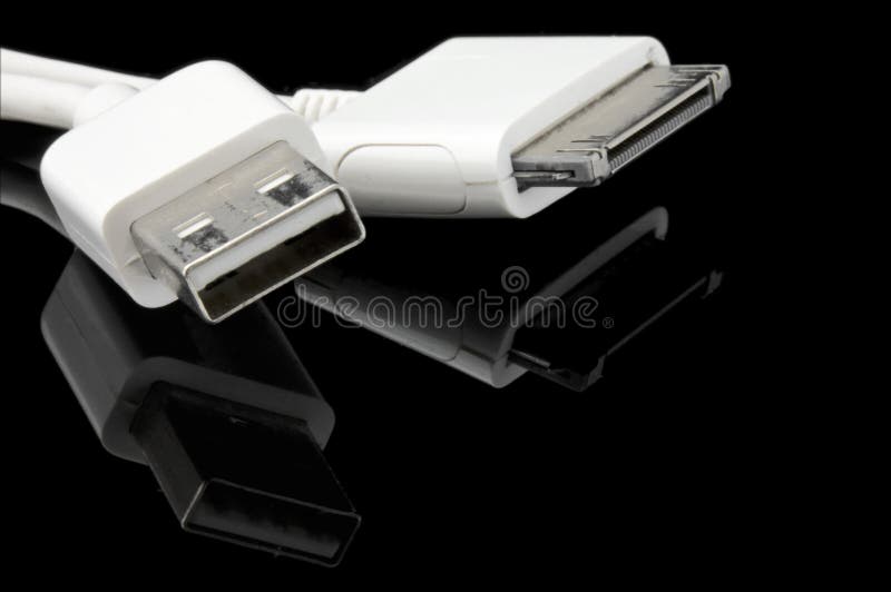 MP3 USB cable closeup royalty free stock images