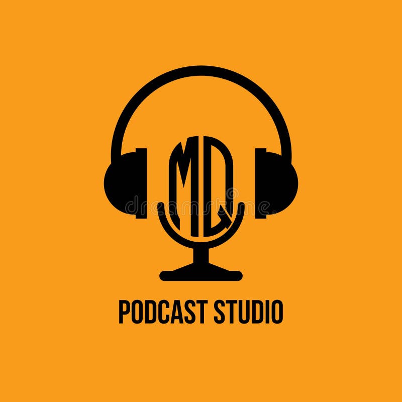 Mq monogram hoofdtelefoon- en microfoonstijl vector illustratie