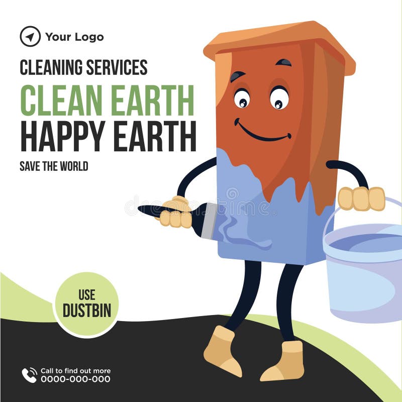 Cleaning services clean earth happy earth banner template design vector illustration