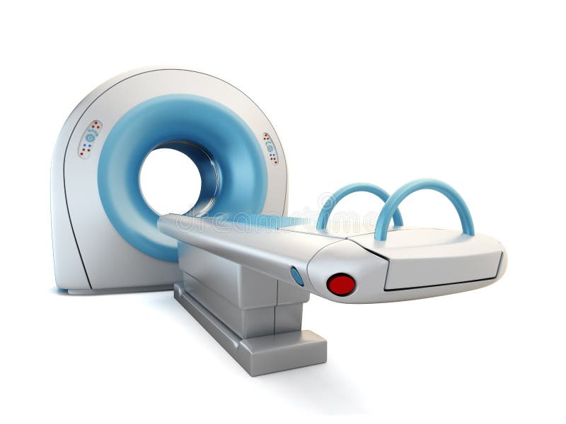 3D znázornenie MRI(Magnetická Rezonancia), scanner, izolované na bielom pozadí.