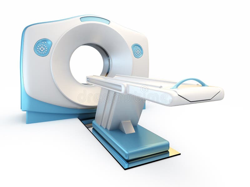 3D znázornenie MRI(Magnetická Rezonancia), scanner, izolované na bielom pozadí.