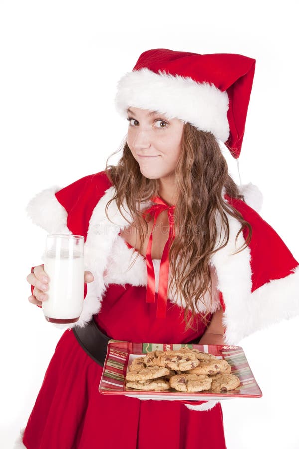 Mrs Santa smile cookies milk