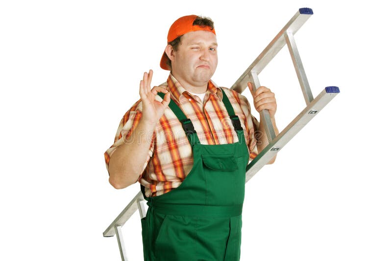 Wink working with a ladder in the hands of. Wink working with a ladder in the hands of