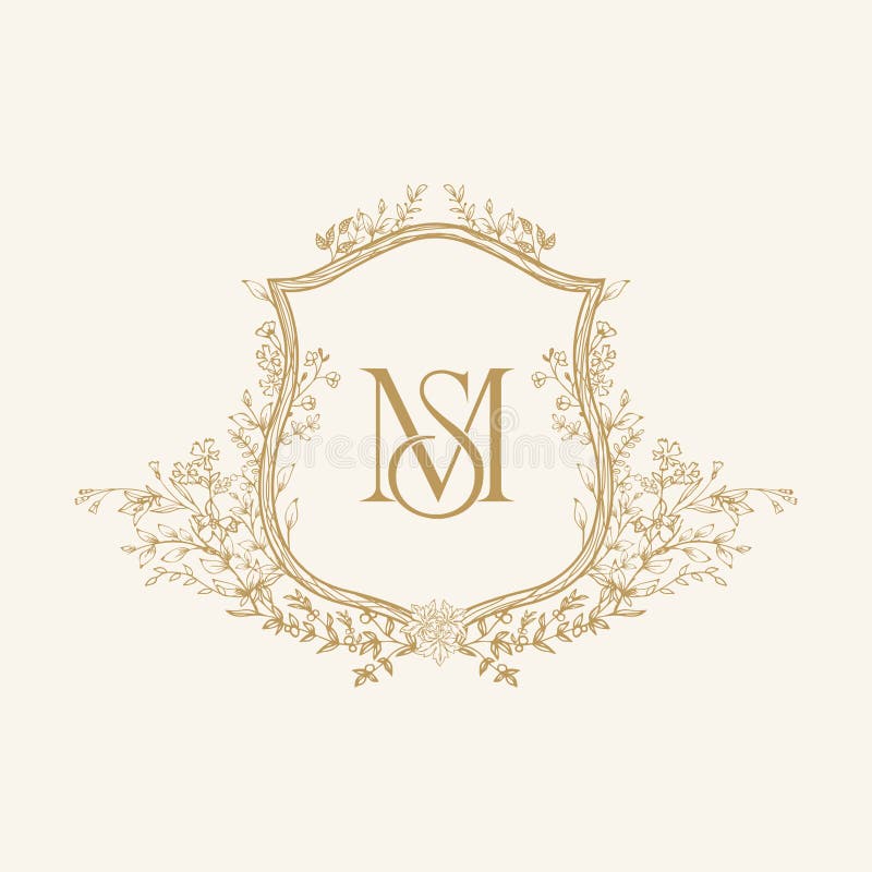 MS initial logotyp för bröllopslogotypen för bröllopslogglogotyp utformar anpassad logotyp för andningsbröllop monogram för första vektor illustrationer