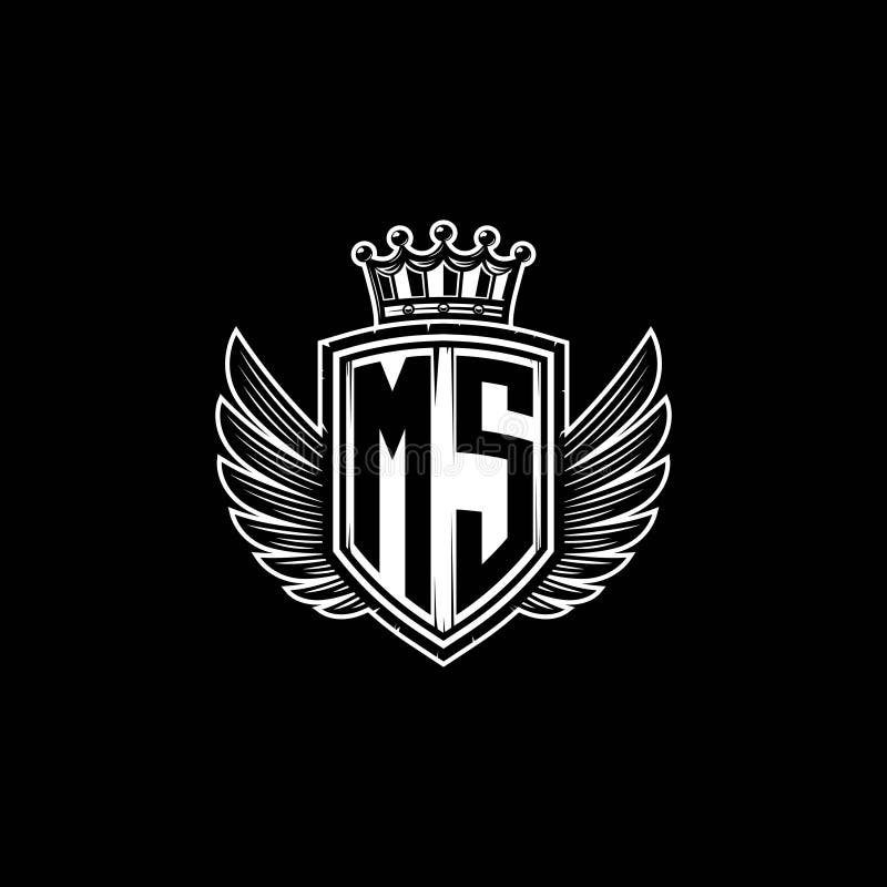 MS Logo Monogram Shield Crown Luxury Design Stock Vector Illustration