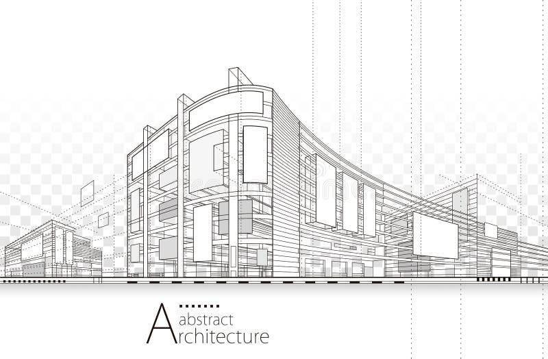 Abstract Architecture Building Line Drawing. royalty free illustration