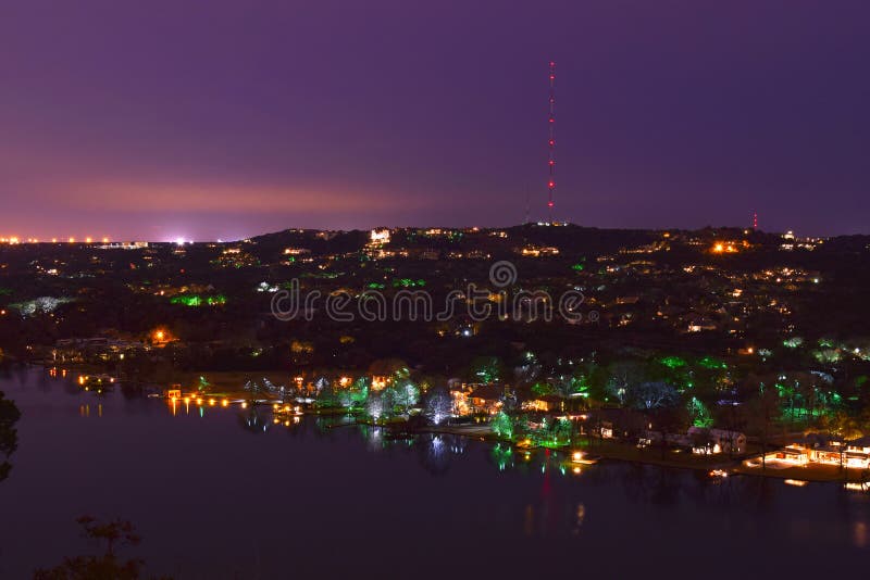 Mt Bonnell übersehen Nacht stockbilder Mt Bonnell übersehen Nacht stockbilder