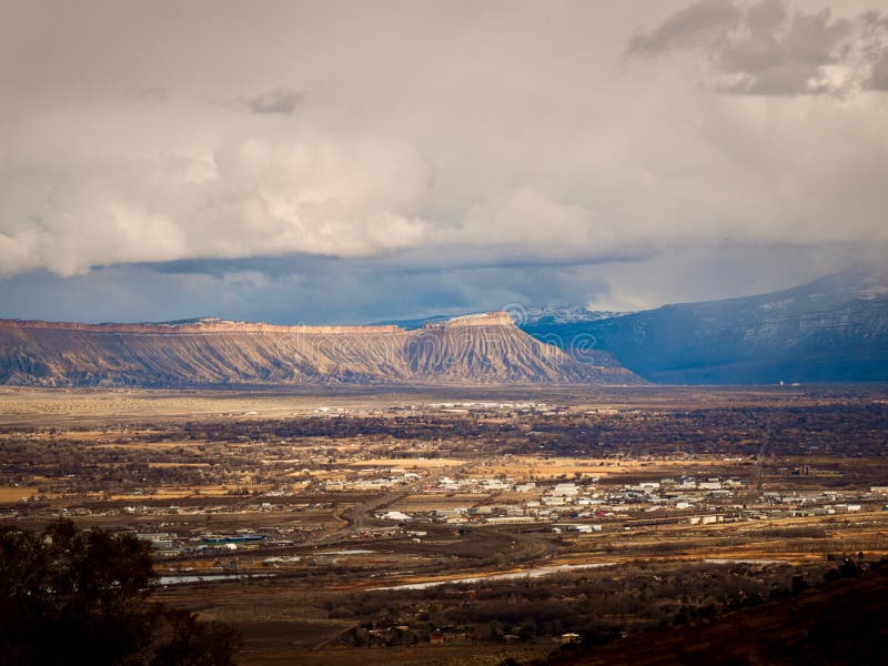 Mt. Garfield and Grand Junction. Colorado National Monument offers spectacular views of mountains and rock formations. Beautiful in Winter. Near Grand Junction stock images Mt. Garfield and Grand Junction. Colorado National Monument offers spectacular views of mountains and rock formations. Beautiful in Winter. Near Grand Junction stock images
