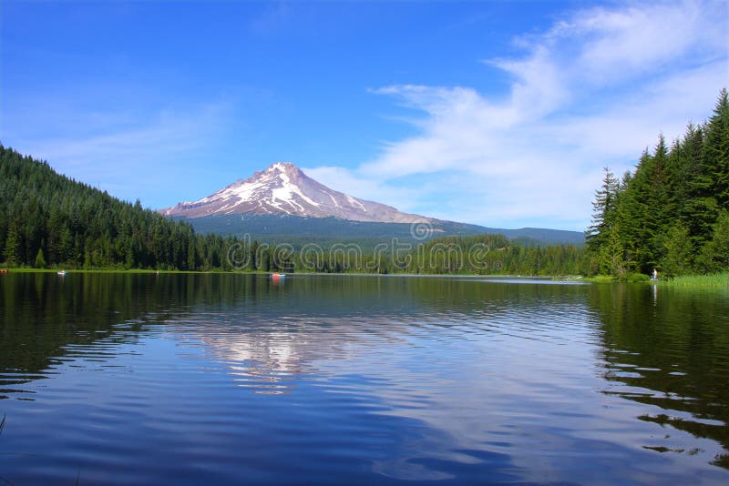 Mt. Hood at Trillium Lake stock image