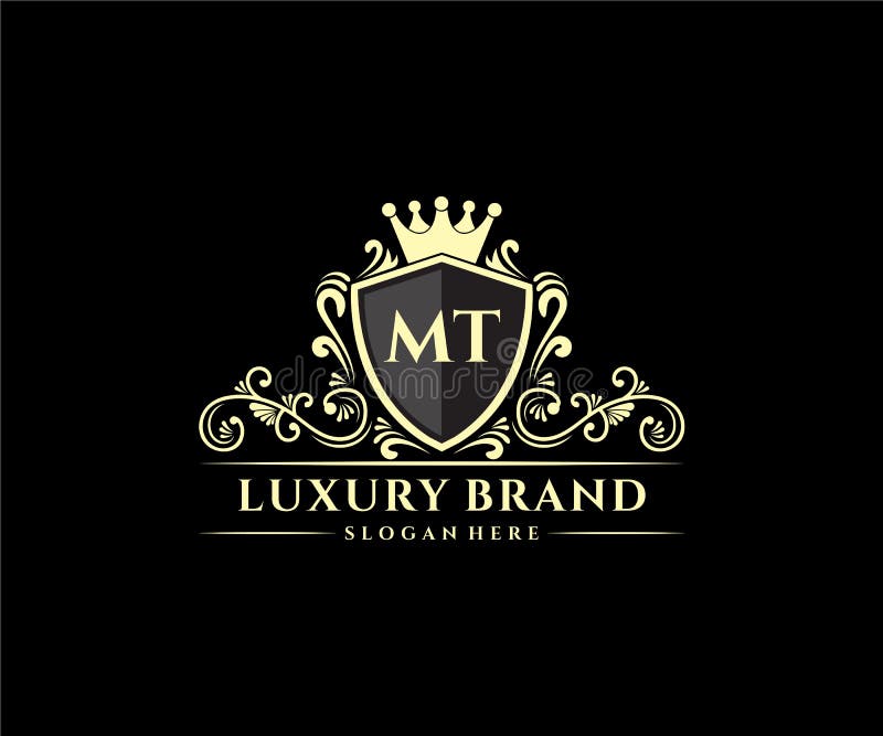 MT Initial Letter Gold Calligraphic Feminine Floral Hand Drawn Heraldic ...