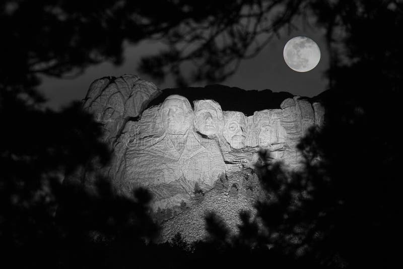Mt. Rushmore at Night stock photo. Image of moon, vacation - 3441856