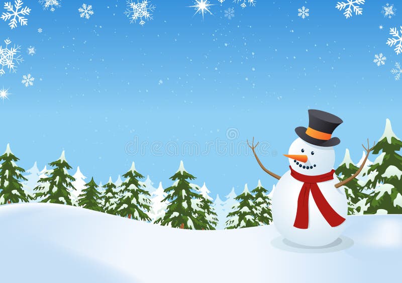 Muñeco De Nieve En Paisaje Del Invierno Stock de ilustración - Ilustración  de noel, saludo: 21726946