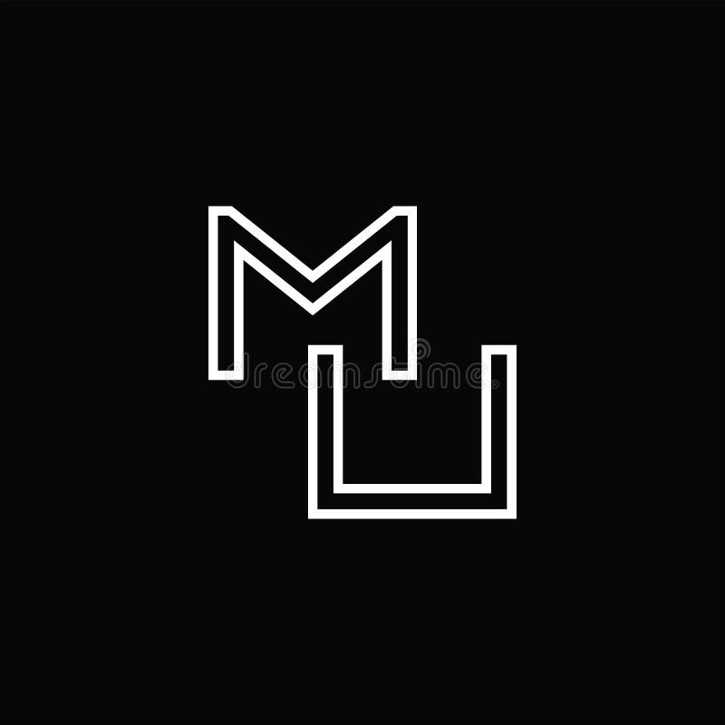 Mu-logotyp monogram med linjeformatmall vektor illustrationer