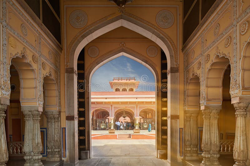 Mubarak Mahal en el palacio de la ciudad de Jaipur, Rajasthán, la India imagen de archivo Mubarak Mahal en el palacio de la ciudad de Jaipur, Rajasthán, la India imagen de archivo