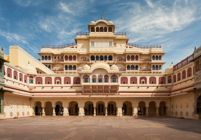Mubarak Mahal en el palacio de la ciudad de Jaipur, Rajasthán, la India imagenes de archivo Mubarak Mahal en el palacio de la ciudad de Jaipur, Rajasthán, la India imagenes de archivo