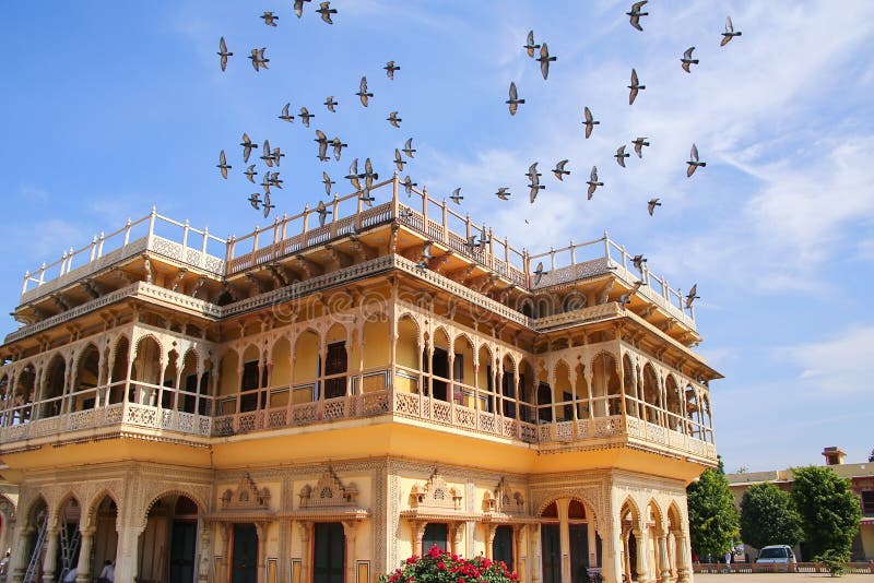 Mubarak Mahal nel palazzo della città di Jaipur, Ragiastan, India immagini stock libere da diritti Mubarak Mahal nel palazzo della città di Jaipur, Ragiastan, India immagini stock libere da diritti