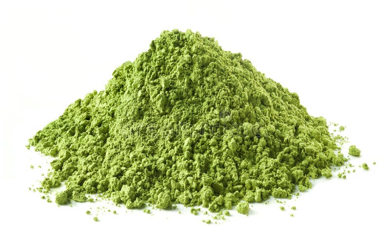 Mucchio della polvere verde del tè di matcha fotografia stock
