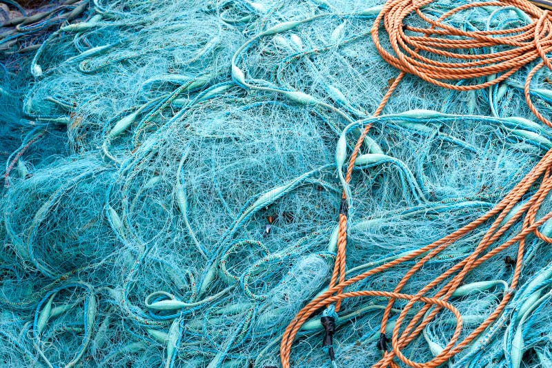 Mucchio delle reti da pesca blu fotografia stock libera da diritti