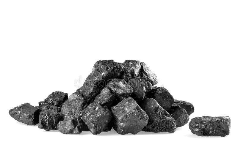 Mucchio di carbone isolato su bianco immagini stock