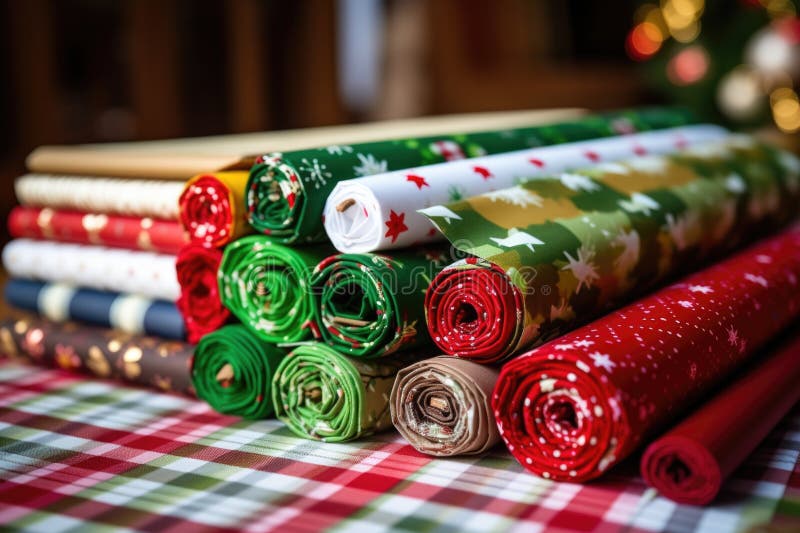 Mucchio di carta confezionata per natale arrotolata royalty illustrazione gratis