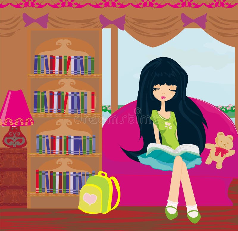 Muchacha adolescente que lee un libro libre illustration Muchacha adolescente que lee un libro libre illustration