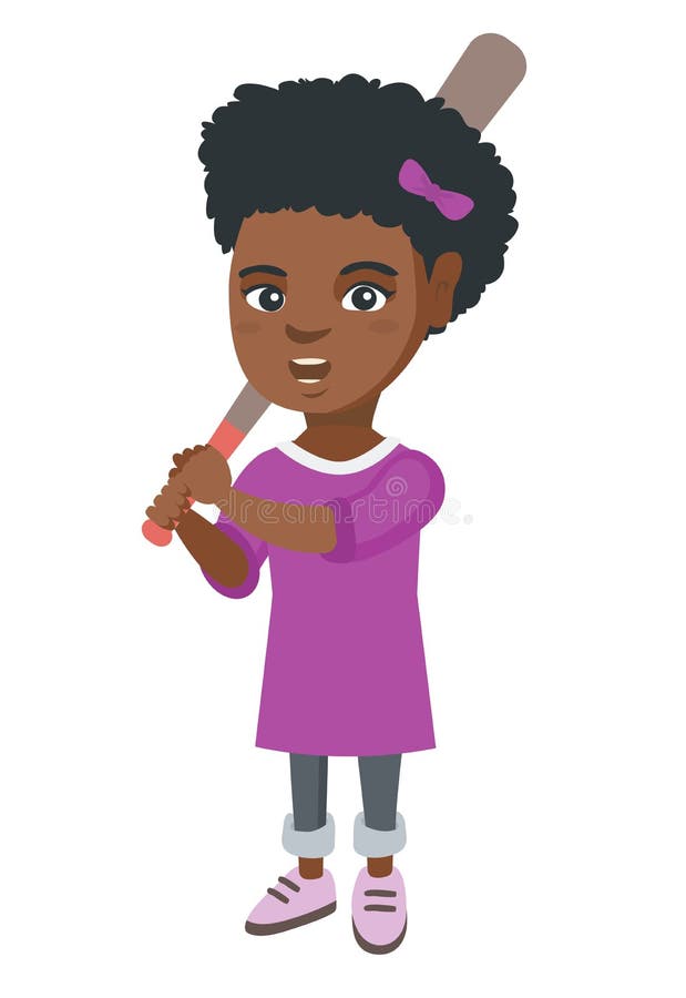 Muchacha afroamericana joven que juega a béisbol stock de ilustración Muchacha afroamericana joven que juega a béisbol stock de ilustración