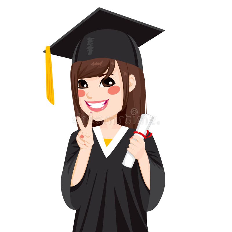 Muchacha asiática de la graduación libre illustration Muchacha asiática de la graduación libre illustration