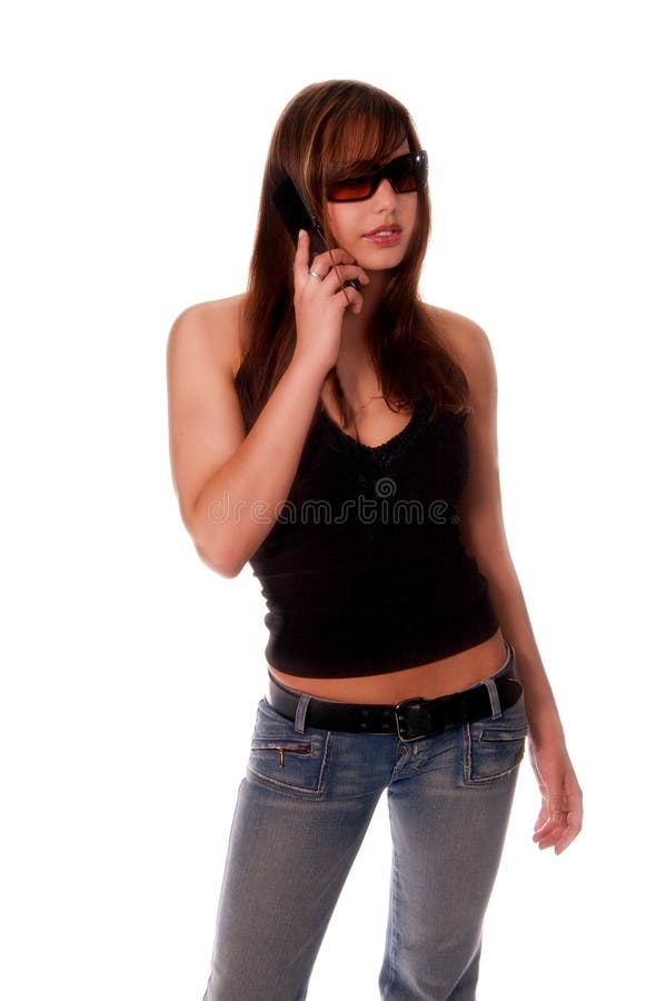 Download Muchacha Atractiva Del Teléfono Celular Imagen de archivo - Imagen de teléfono, modelo: 185757
