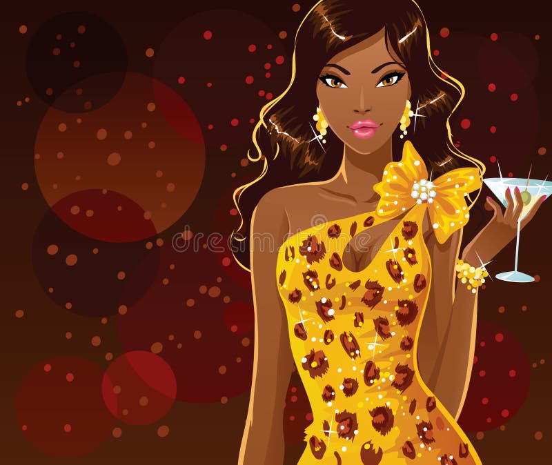 Muchacha atractiva en amarillo stock de ilustración Muchacha atractiva en amarillo stock de ilustración