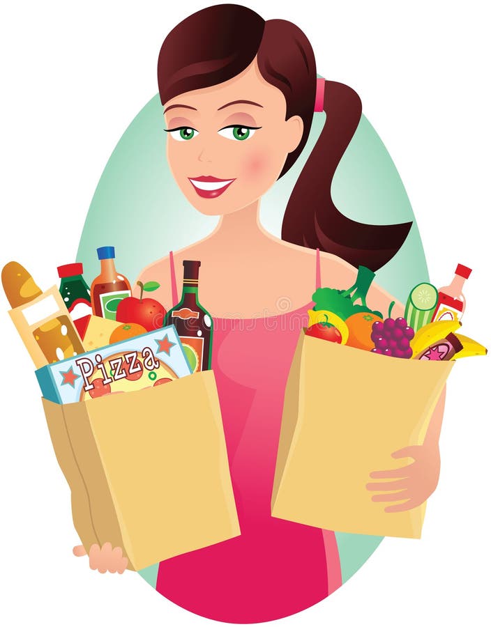 Muchacha con compras libre illustration Muchacha con compras libre illustration