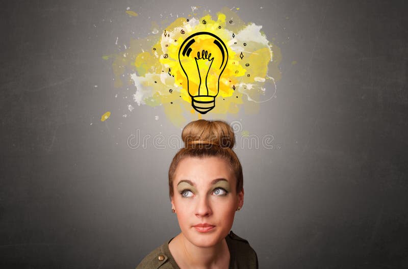 Muchacha con concepto de pensamiento del dise?o foto de archivo libre de regalías Muchacha con concepto de pensamiento del dise?o foto de archivo libre de regalías