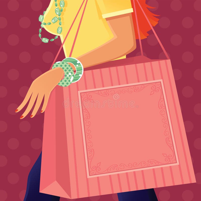 Muchacha con el bolso de compras libre illustration Muchacha con el bolso de compras libre illustration
