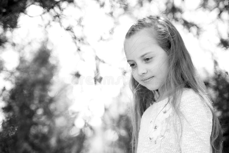 Muchacha con el pelo largo en la cara tranquila, fondo de la naturaleza defocused Muchacha con el peinado blando de la trenza Muc imágenes de archivo libres de regalías Muchacha con el pelo largo en la cara tranquila, fondo de la naturaleza defocused Muchacha con el peinado blando de la trenza Muc imágenes de archivo libres de regalías