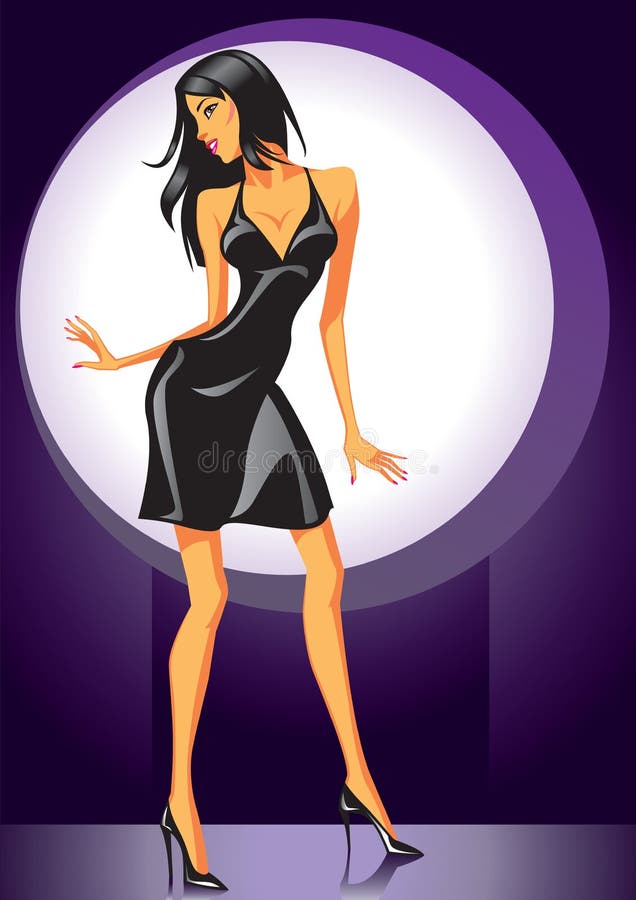 Muchacha de baile atractiva en alineada negra libre illustration Muchacha de baile atractiva en alineada negra libre illustration